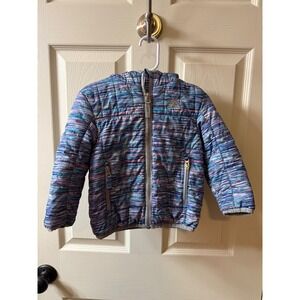 ZeroXposur Kids 24M Puffer Jacket Hooded Rainbow Stripe Full Zip Fleece Lined